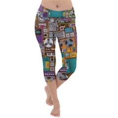 Pattern Design Art Techno Dj Music Retro Music Device Lightweight Velour Capri Yoga Leggings