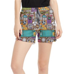 Pattern Design Art Techno Dj Music Retro Music Device Women s Runner Shorts by Bakwanart