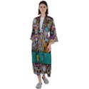 Pattern Design Art Techno Dj Music Retro Music Device Maxi Satin Kimono View1