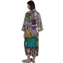 Pattern Design Art Techno Dj Music Retro Music Device Maxi Satin Kimono View2