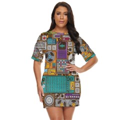 Pattern Design Art Techno Dj Music Retro Music Device Just Threw It On Dress by Bakwanart