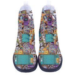 Pattern Design Art Techno Dj Music Retro Music Device High-top Canvas Sneakers