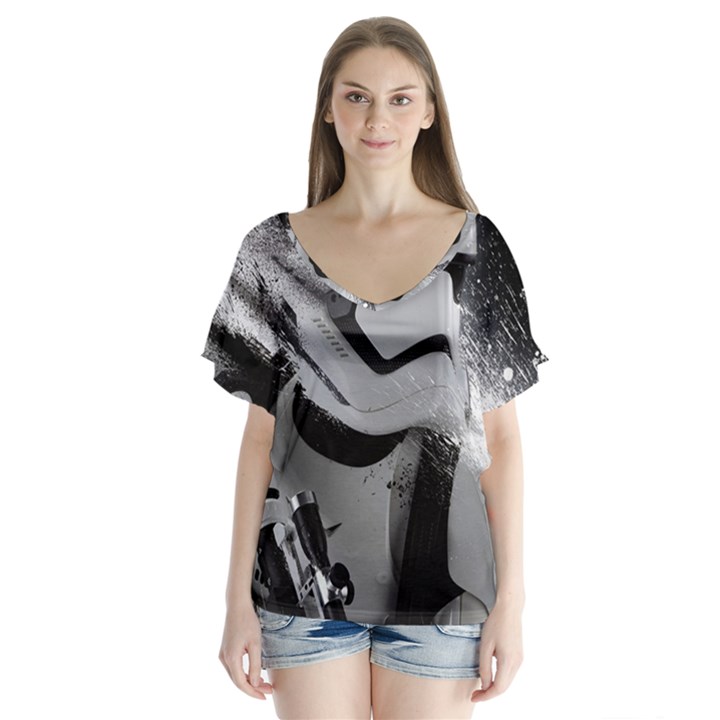 Stormtrooper V-Neck Flutter Sleeve Top