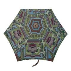 Arcade Game Retro Pattern Mini Folding Umbrellas by Bakwanart