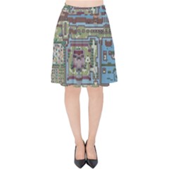 Arcade Game Retro Pattern Velvet High Waist Skirt by Bakwanart