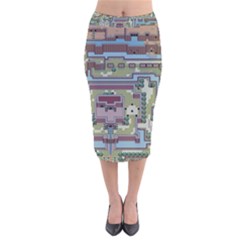 Arcade Game Retro Pattern Velvet Midi Pencil Skirt by Bakwanart