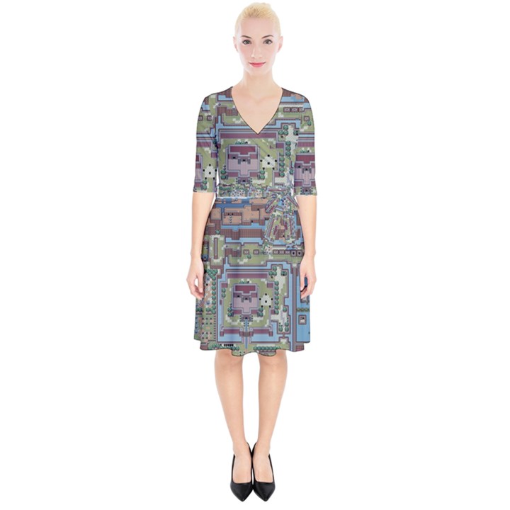 Arcade Game Retro Pattern Wrap Up Cocktail Dress