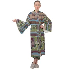 Arcade Game Retro Pattern Maxi Velvet Kimono by Bakwanart