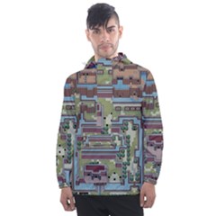 Arcade Game Retro Pattern Men s Front Pocket Pullover Windbreaker by Bakwanart