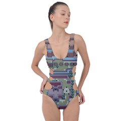 Arcade Game Retro Pattern Side Cut Out Swimsuit by Bakwanart