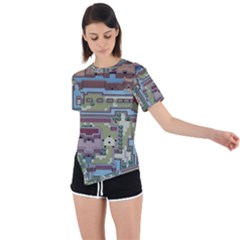 Arcade Game Retro Pattern Asymmetrical Short Sleeve Sports Tee by Bakwanart