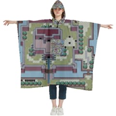 Arcade Game Retro Pattern Women s Hooded Rain Ponchos by Bakwanart