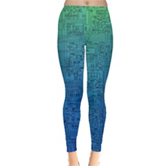 Blue And Green Circuit Board Wallpaper Circuit Board Sketch Leggings  by Bakwanart