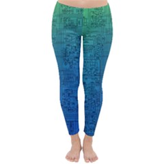 Blue And Green Circuit Board Wallpaper Circuit Board Sketch Classic Winter Leggings