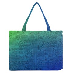 Blue And Green Circuit Board Wallpaper Circuit Board Sketch Zipper Medium Tote Bag by Bakwanart