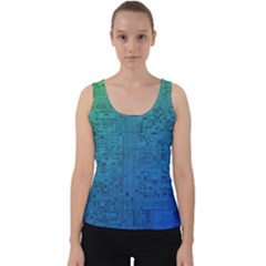 Blue And Green Circuit Board Wallpaper Circuit Board Sketch Velvet Tank Top by Bakwanart