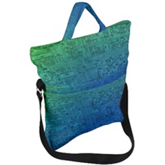 Blue And Green Circuit Board Wallpaper Circuit Board Sketch Fold Over Handle Tote Bag by Bakwanart