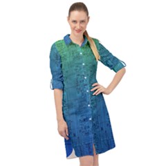 Blue And Green Circuit Board Wallpaper Circuit Board Sketch Long Sleeve Mini Shirt Dress by Bakwanart