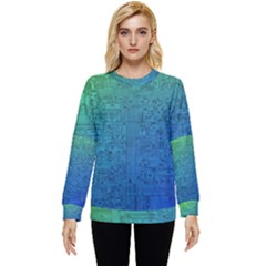 Blue And Green Circuit Board Wallpaper Circuit Board Sketch Hidden Pocket Sweatshirt