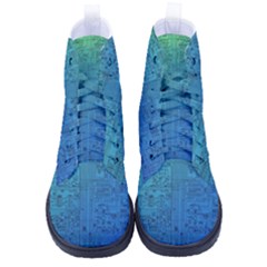 Blue And Green Circuit Board Wallpaper Circuit Board Sketch High-top Canvas Sneakers by Bakwanart