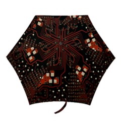 Red Computer Circuit Board Mini Folding Umbrellas by Bakwanart