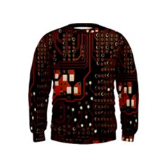 Red Computer Circuit Board Kids  Sweatshirt