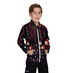 Red Computer Circuit Board Kids  Windbreaker