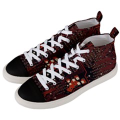 Red Computer Circuit Board Men s Mid-top Canvas Sneakers by Bakwanart