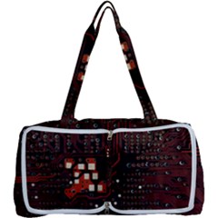 Red Computer Circuit Board Multi Function Bag by Bakwanart