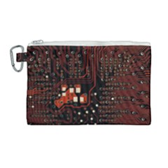 Red Computer Circuit Board Canvas Cosmetic Bag (large) by Bakwanart