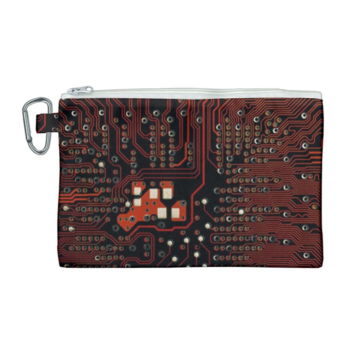 Red Computer Circuit Board Canvas Cosmetic Bag (Large)