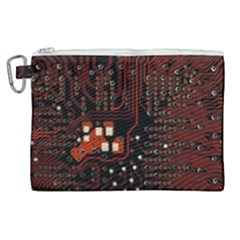 Red Computer Circuit Board Canvas Cosmetic Bag (xl) by Bakwanart