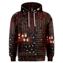 Red Computer Circuit Board Men s Overhead Hoodie