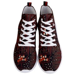 Red Computer Circuit Board Men s Lightweight High Top Sneakers by Bakwanart