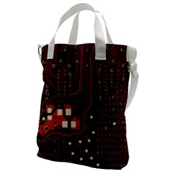 Red Computer Circuit Board Canvas Messenger Bag by Bakwanart