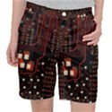 Red Computer Circuit Board Women s Pocket Shorts View1