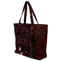 Red Computer Circuit Board Zip Up Canvas Bag by Bakwanart