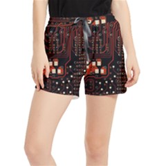 Red Computer Circuit Board Women s Runner Shorts by Bakwanart