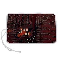 Red Computer Circuit Board Pen Storage Case (s) by Bakwanart