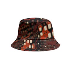 Red Computer Circuit Board Bucket Hat (kids) by Bakwanart