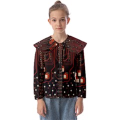 Red Computer Circuit Board Kids  Peter Pan Collar Blouse by Bakwanart