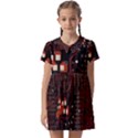 Red Computer Circuit Board Kids  Asymmetric Collar Dress View1