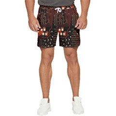 Red Computer Circuit Board Men s Runner Shorts by Bakwanart