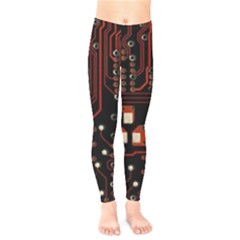 Red Computer Circuit Board Kids  Classic Winter Leggings