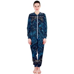 Position Of The Constellations Illustration Star Blue Onepiece Jumpsuit (ladies)