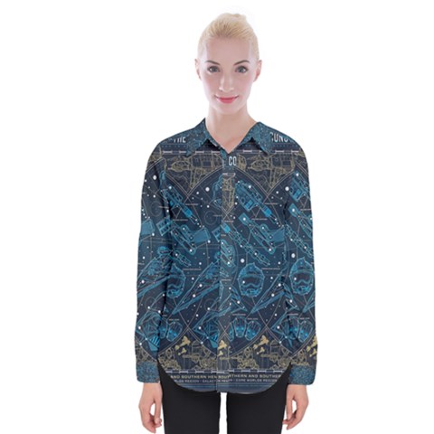 Position Of The Constellations Illustration Star Blue Womens Long Sleeve Shirt by Bakwanart