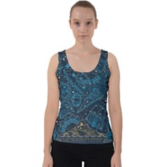 Position Of The Constellations Illustration Star Blue Velvet Tank Top by Bakwanart