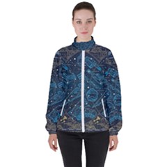 Position Of The Constellations Illustration Star Blue Women s High Neck Windbreaker by Bakwanart