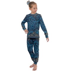 Position Of The Constellations Illustration Star Blue Kids  Long Sleeve Set 