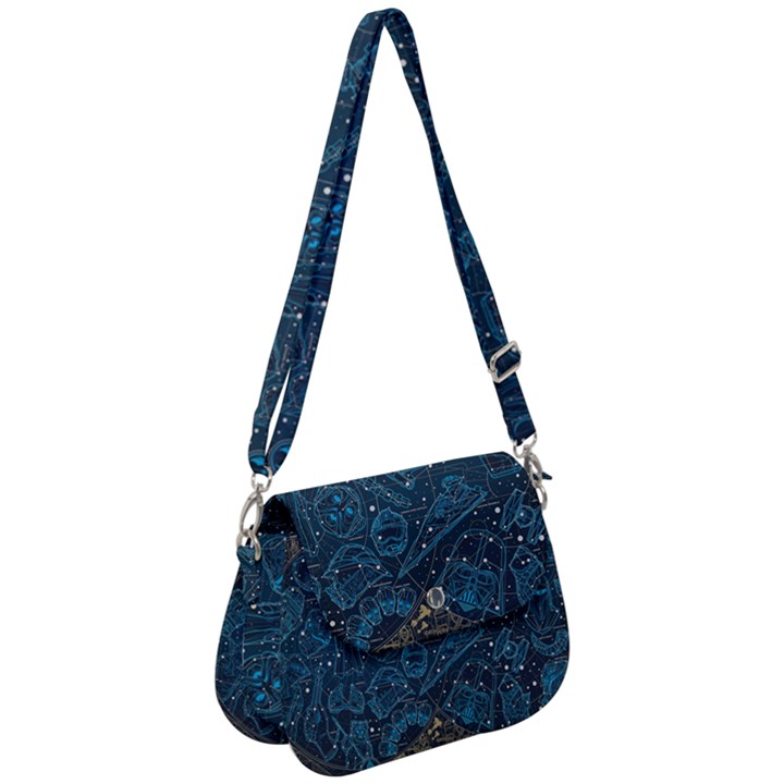 Position Of The Constellations Illustration Star Blue Saddle Handbag